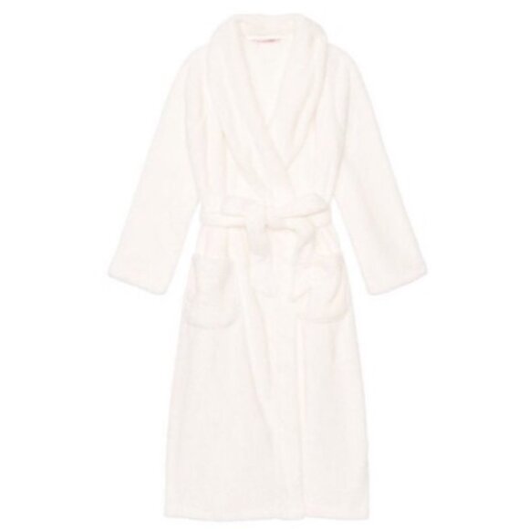 Victoria's Secret ANGEL Cozy Short Robe SUPER PLUSH & SOFT - White - Picture 3 of 6